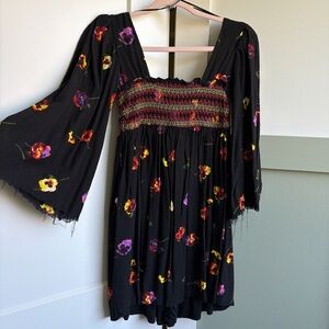 Urban Outfitters Babydoll Floral Mini Dress Bell Sleeves